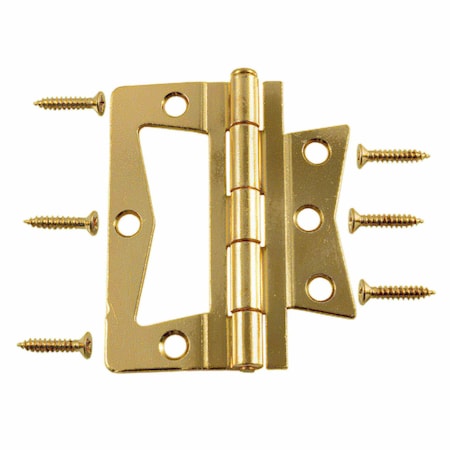 Midwest Fastener 3" Brass Plated Steel Non-Mortise Hinges 2PK 37361